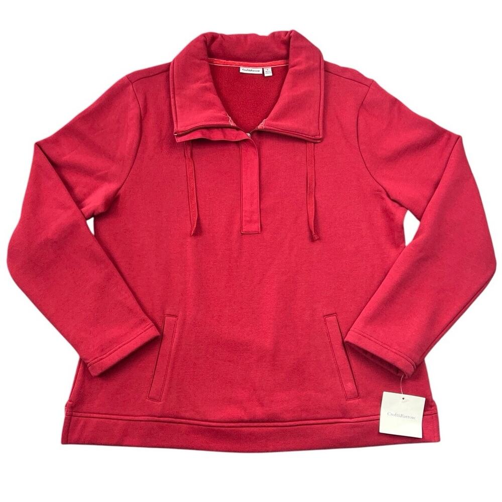 NWT Croft & Barrow Allure Red Quarter Zip Pullover Fleece Sweatshirt - L